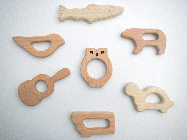 wood teething toys for baby made from all natural hardwood